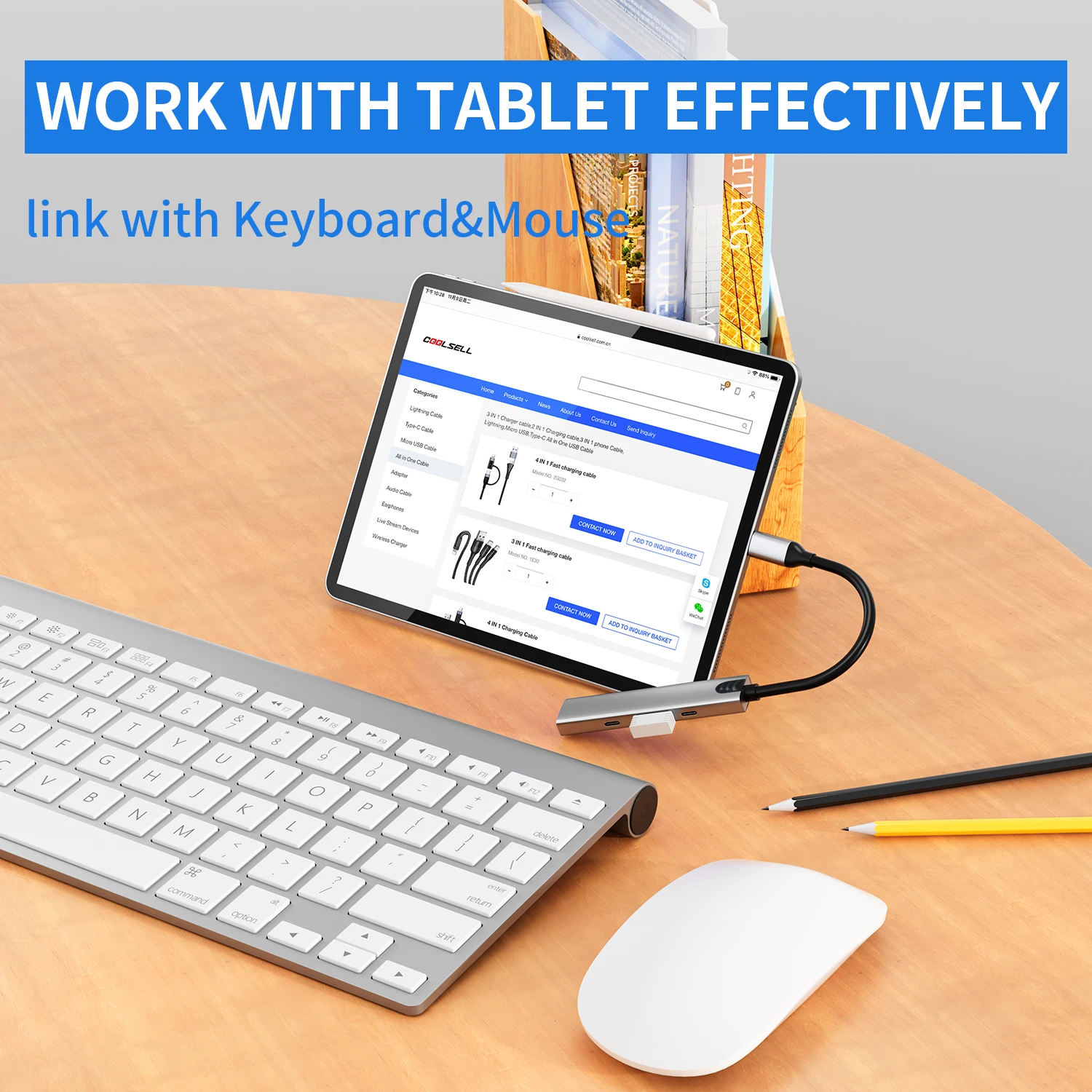 Multifunction USB HUB 4 IN 1 USB C HUBs with charging port for iPhone iPad Mobile Phone Tablet laptop OTG MIDI Adapter