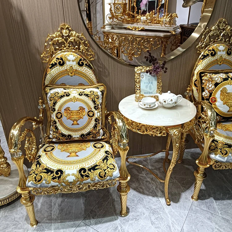 Cast copper luxurious design armchair cafe dining chair gold chairs for restaurants and coffee shop fancy living room chairs