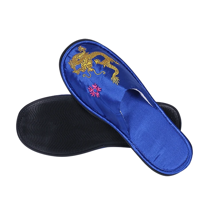 Factory sale modern design comfortable cozy soft touch customized patterns embroidery disposable slippers for hotel