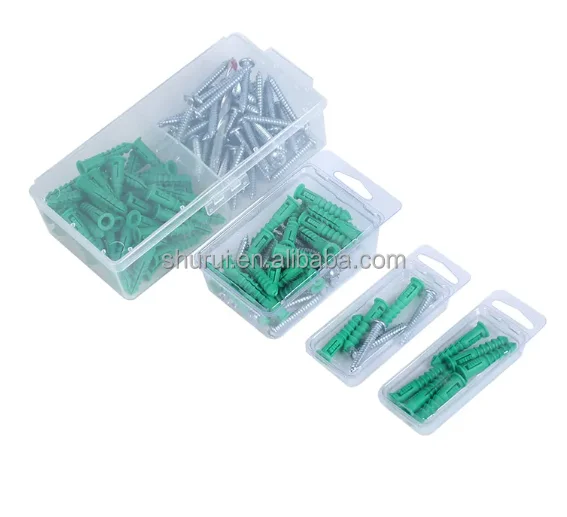 Modern Design Plastic Ribbed Wall Anchor Kit with Pan Head Self Tapping Screws and Essential Drill Bits for Drywall