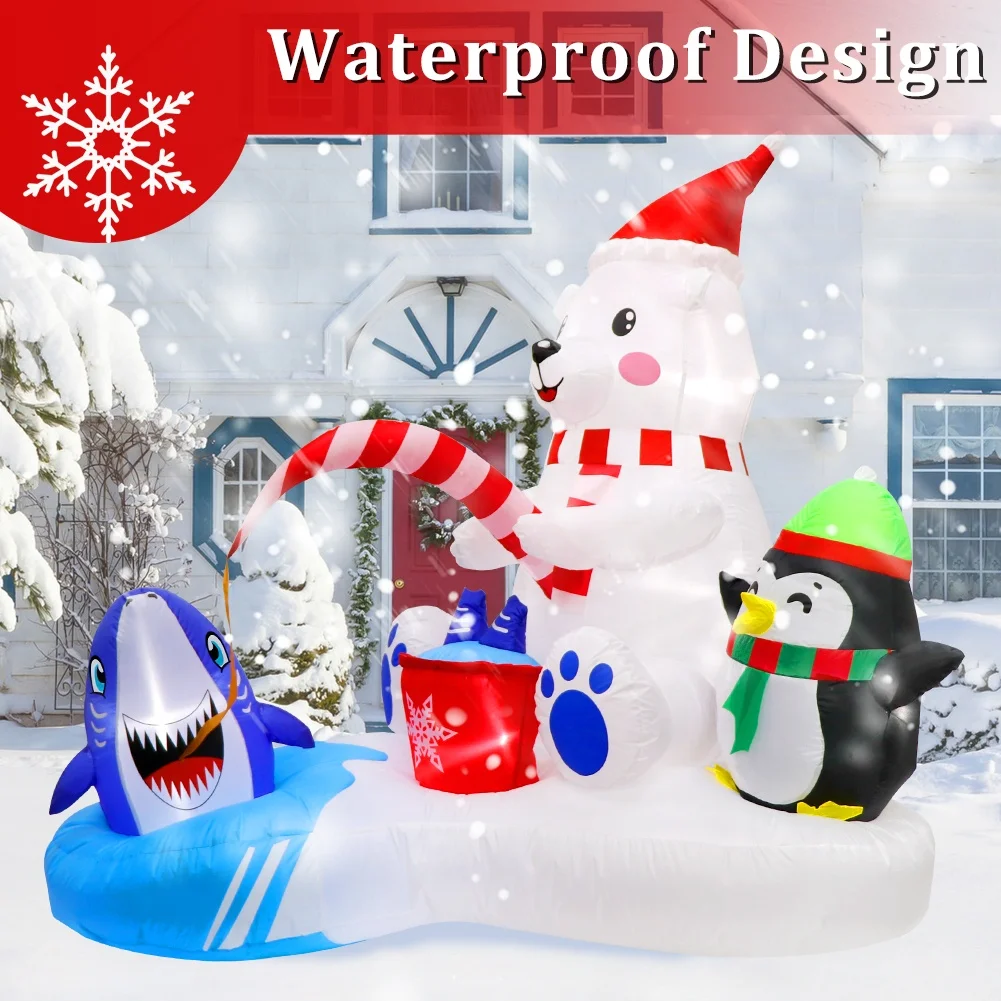 Ourwarm Outdoor Led Blow Up Custom Yard Decoration Polar Bear Christmas Inflatable with Led Light