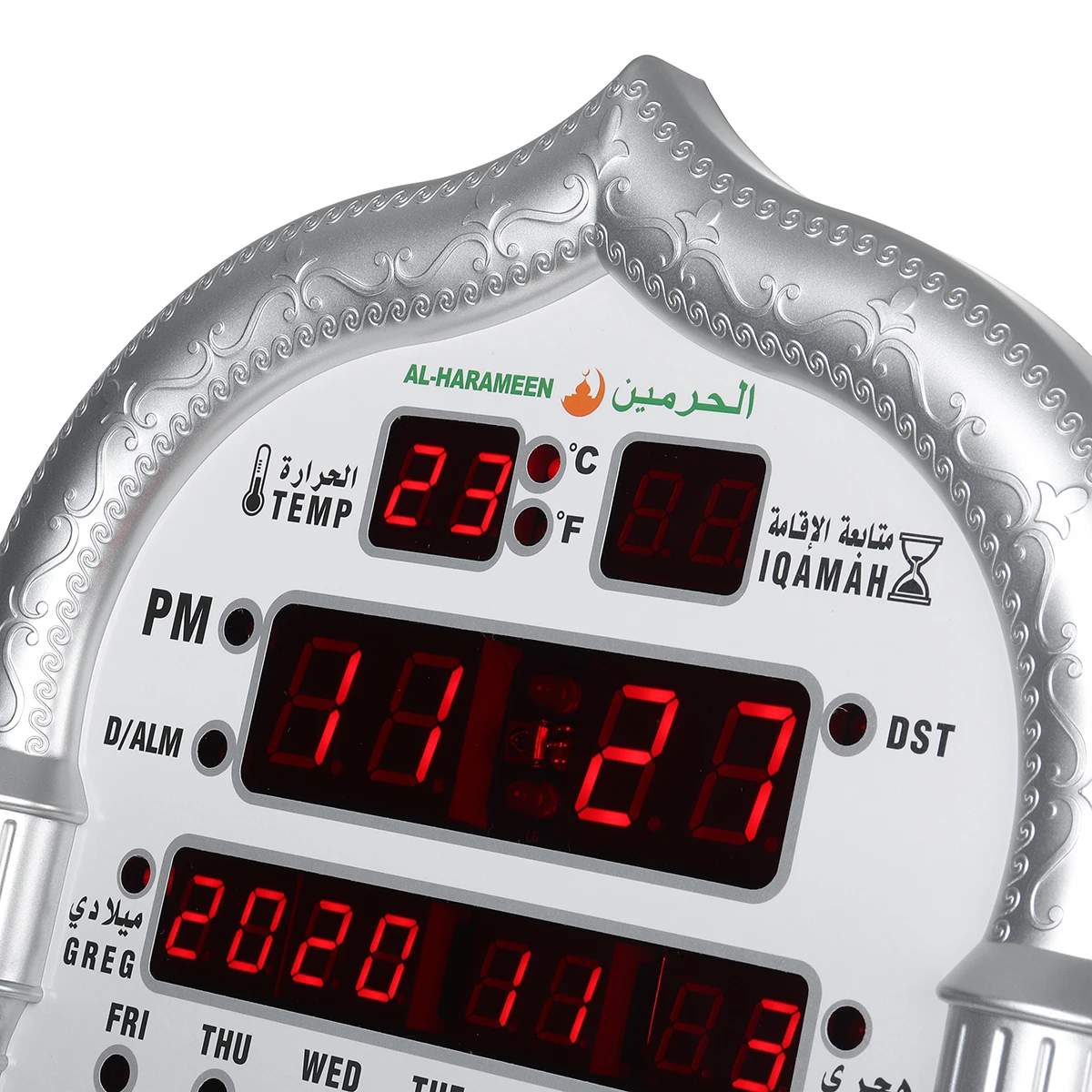 Azan Mosque Prayer Clock Islamic Mosque Azan Calendar Muslim Prayer Wall Clock Alarm Ramadan Home Decor + Remote Control