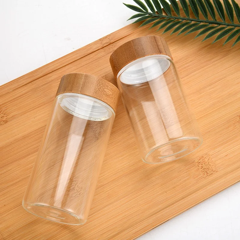 NEW 400 ml Borosilicate Glass Jar with Bamboo Lid Glass Food Container