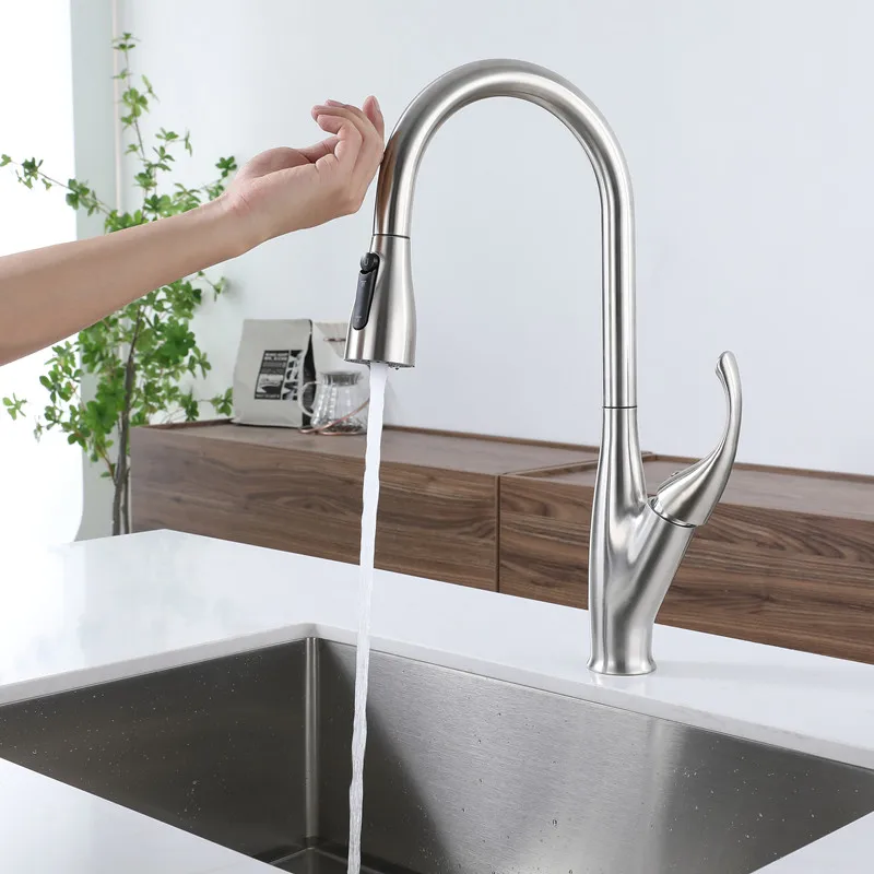 Sanitary Ware 3 Way Water Filter Faucet Spray Pull Down Kitchen Mixer Taps Pull Out Smart Touch Sensor Kitchen Sink Faucets