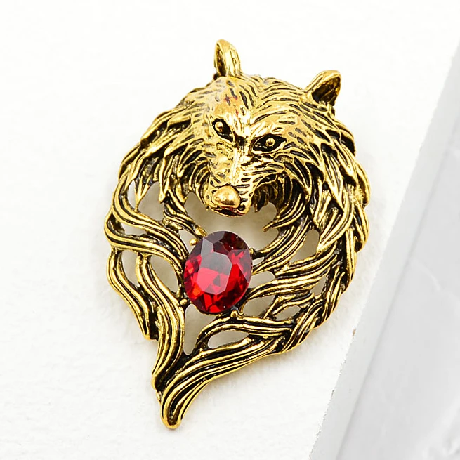 
New Vintage Animal Lion Head Brooches for Men And Women Suit Shirt Big Crystal Pins Brooch Unisex Jewelry 2 Colors 
