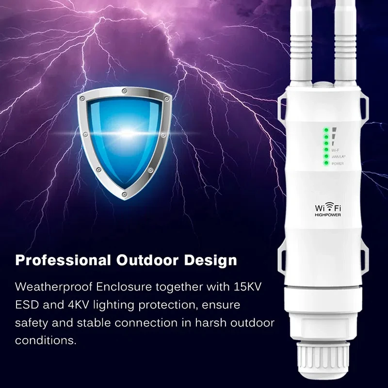 Hot selling N300 High Power Outdoor Wireless AP/Range Extender/Router with PoE and High Gain Antennas