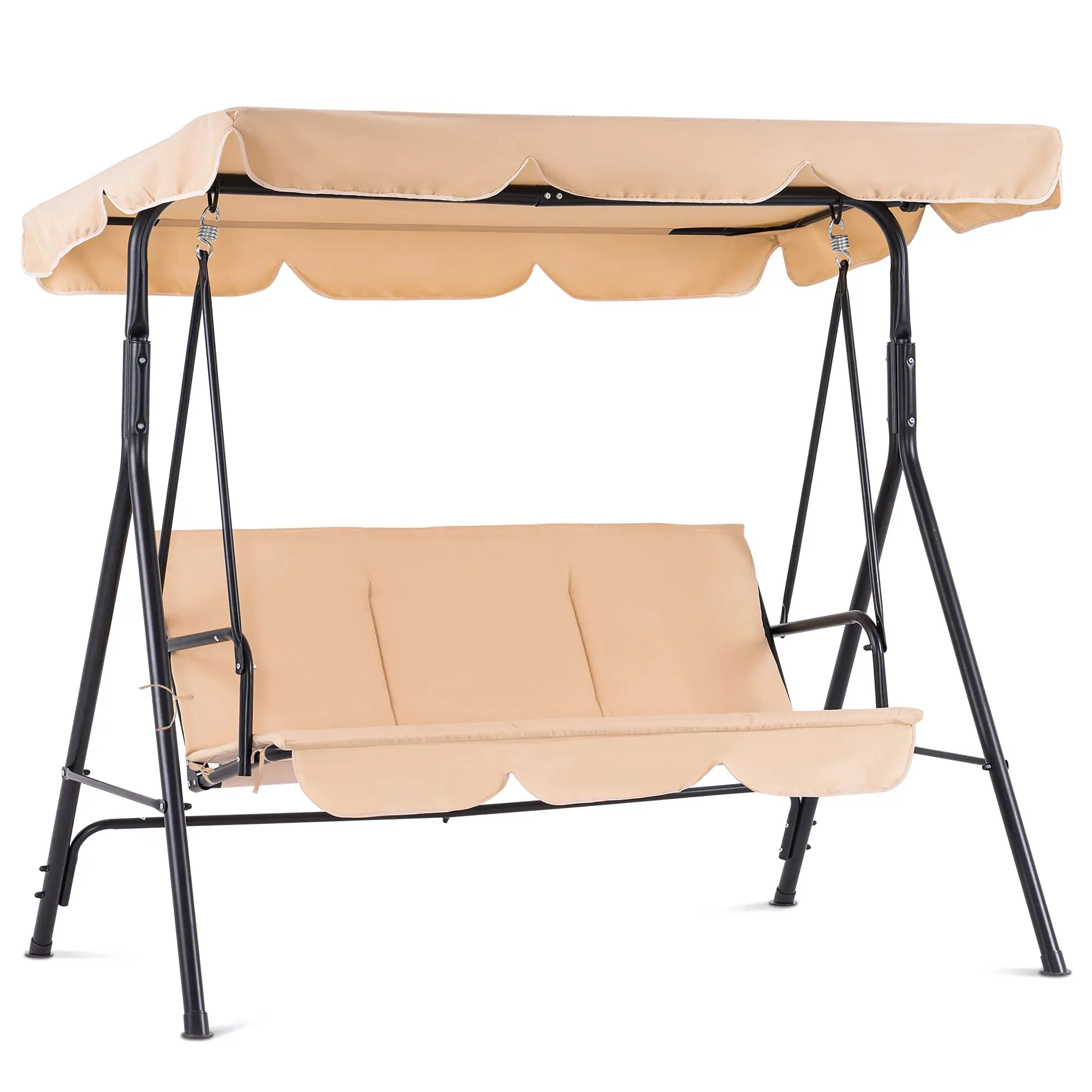 Lonsen Outdoor Handmade  Seat Rattan Hanging Patio Swinging Chairs Wicker Swing Egg Chair For three Person