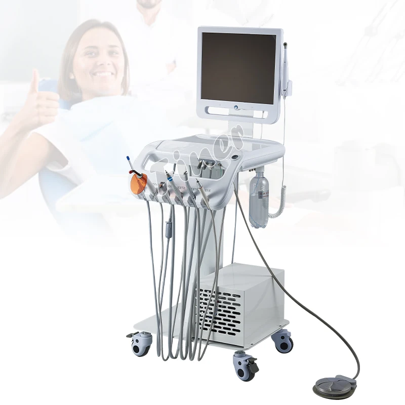 dental unit cart dental trolley cart dental endoscope cart curing light ultrasonic scaler handpiece with tape compressor