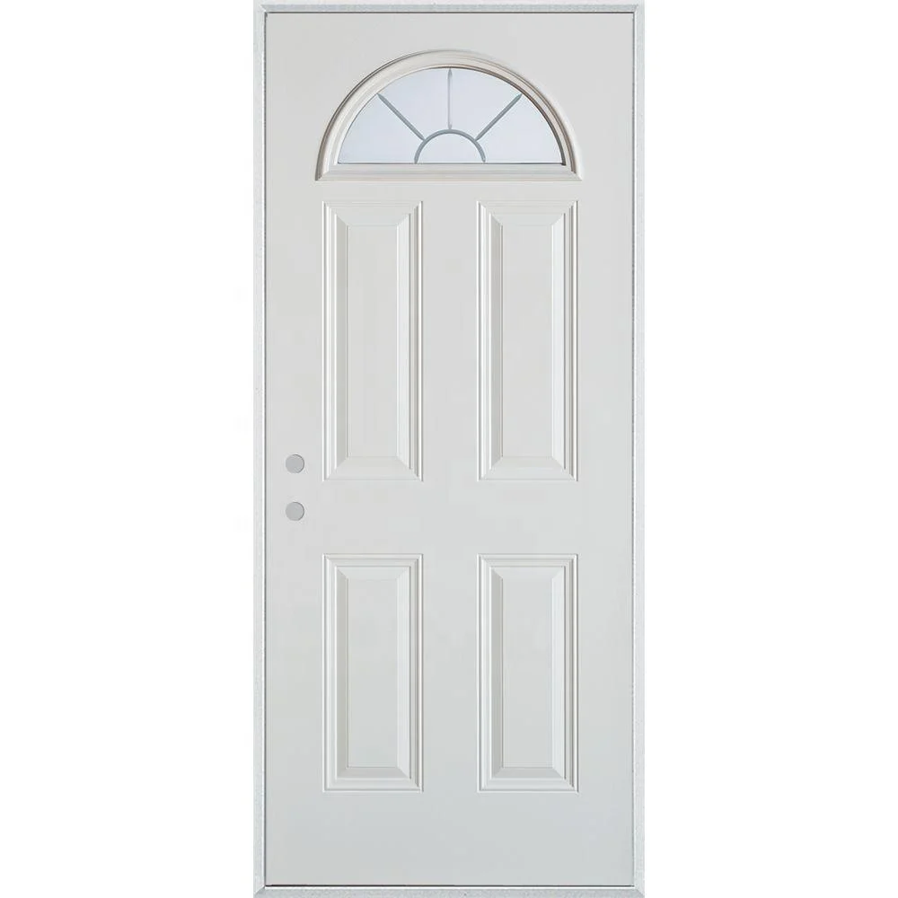 Hot Sale Decorative Door Panel Interior Wooden Rounded Doors Half Moon Glass Inserts Hollow Core Steel