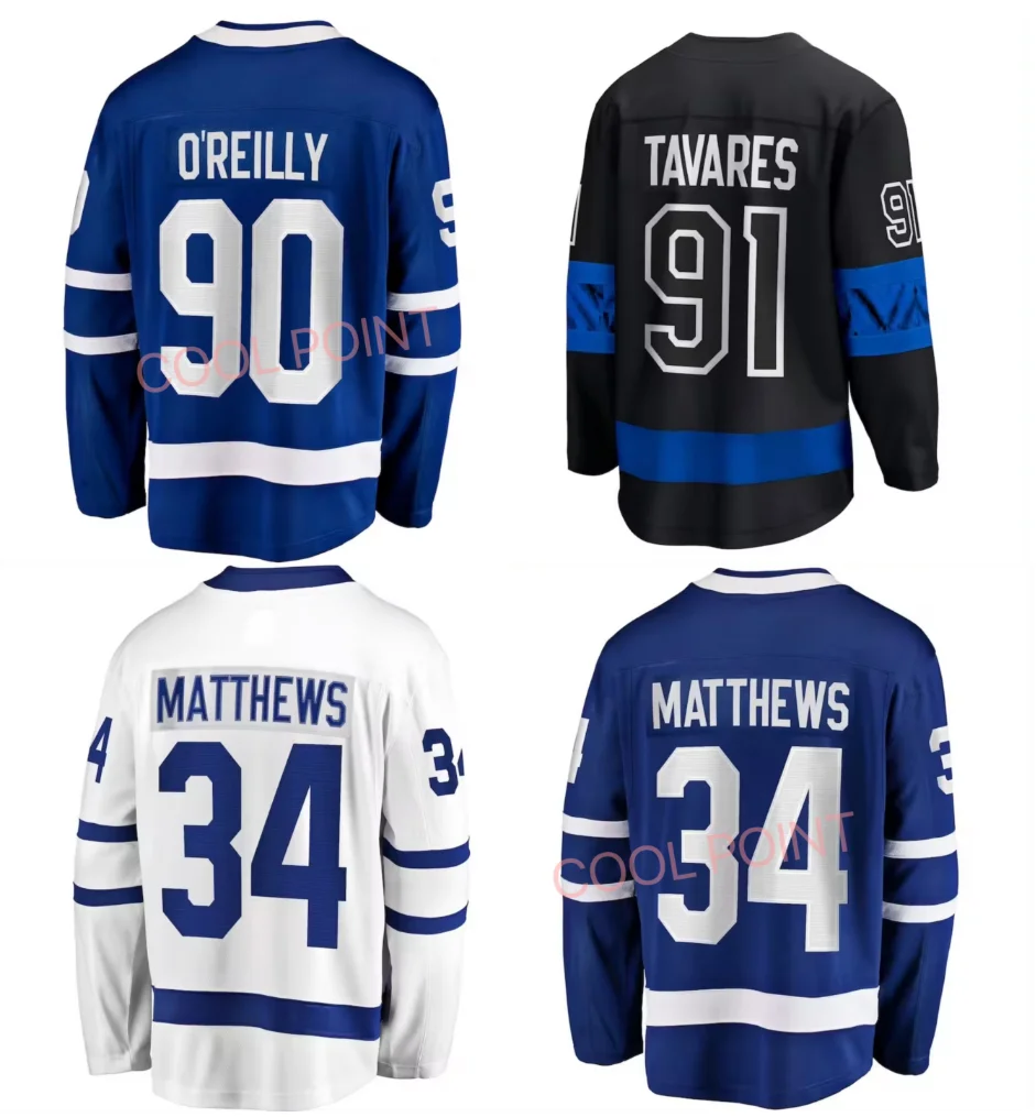 Мужская трикотажная футболка с вышивкой Королевский кленовый лист #34 Auston Matthews 91 Tavares 36 Campbell