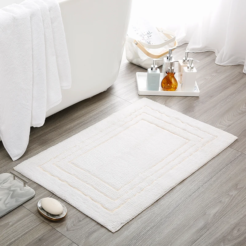 OEM spa home customized design white jacquard anti-slip bathroom hotel bath mat