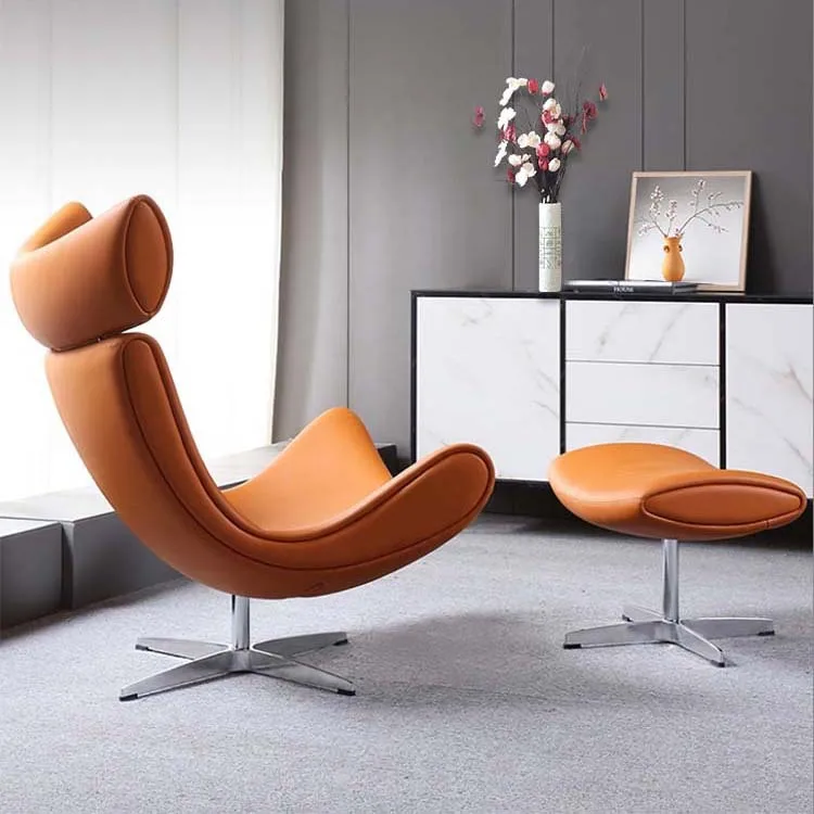 2023 Luxury Single Seat Living Room Sofa Accent Chair Velvet Swivel Lounge Chair With Footstool