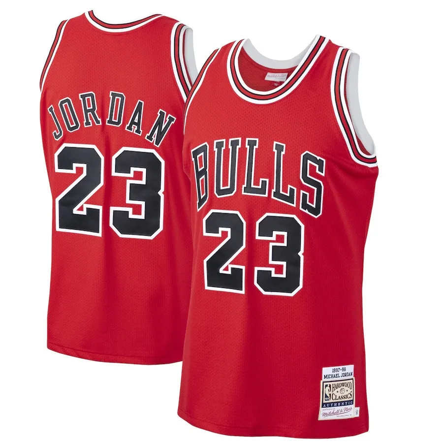Красный Ретро BullS сшитый трикотаж 23 американский баскетбольный с вышивкой для взрослых мужчин S-2XL в наличии