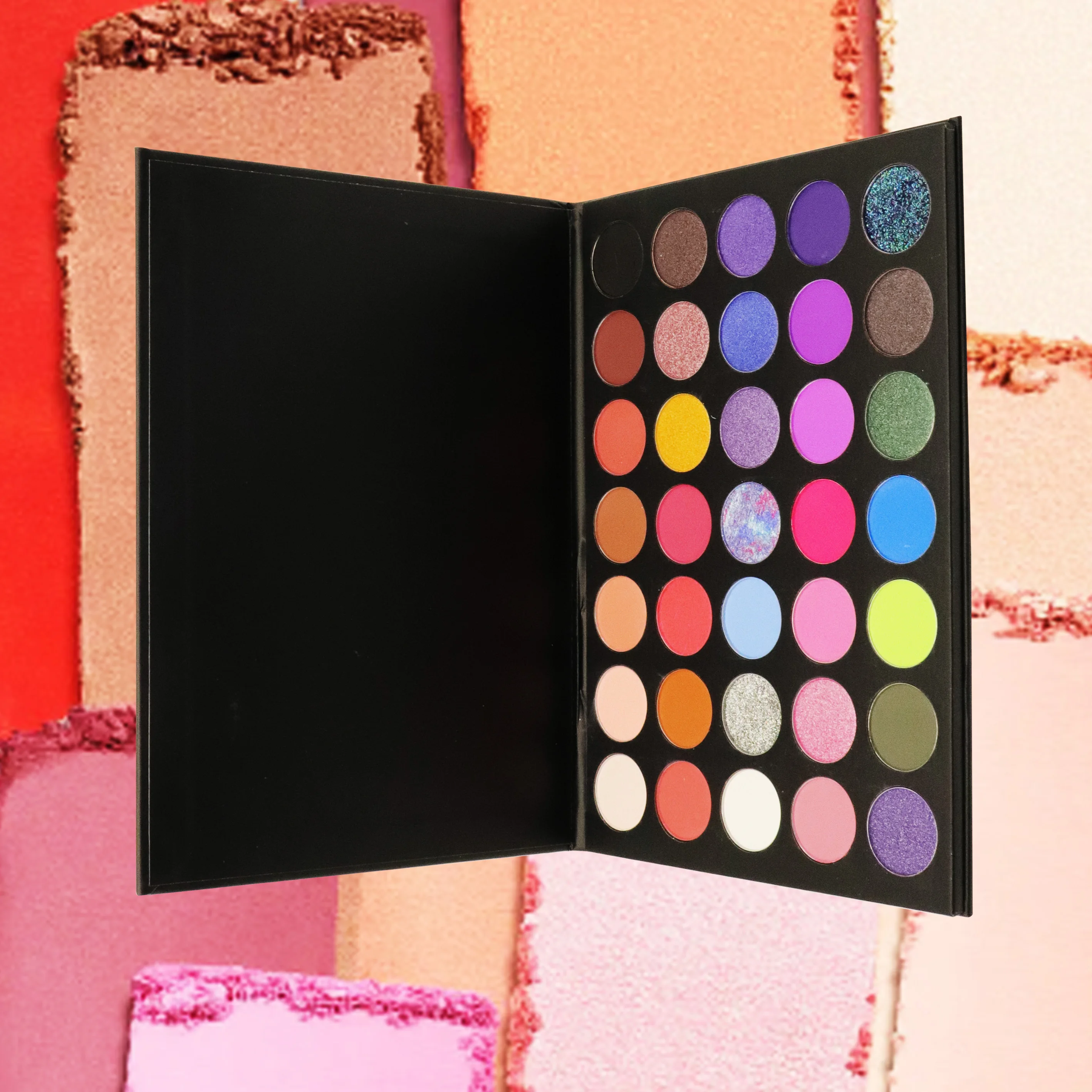 Custom Logo 35 Colors Glitter Eyeshadow Palette High Pigment Vegan Cosmetics OEM Eye Shadow Palette