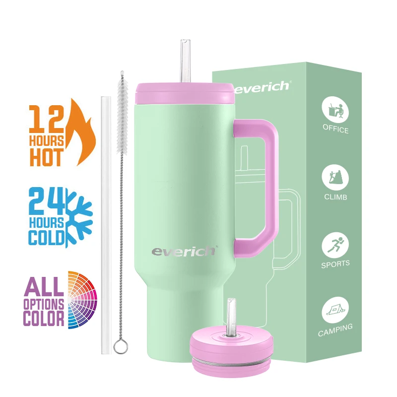 RTS 40oz Tea or Coffee Tumbler 304 SS Double Wall Insulated Vacuum Travel Mug Customized Color Logo Packing With Leak-Proof Lid