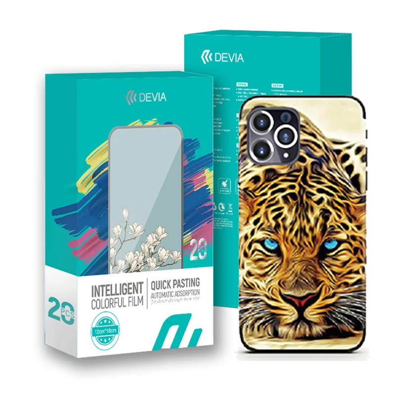 Devia 3d curved 20pcs/box 120mm*180mm coloful mobile phone back sticker skin paper sheet materials with packaging box