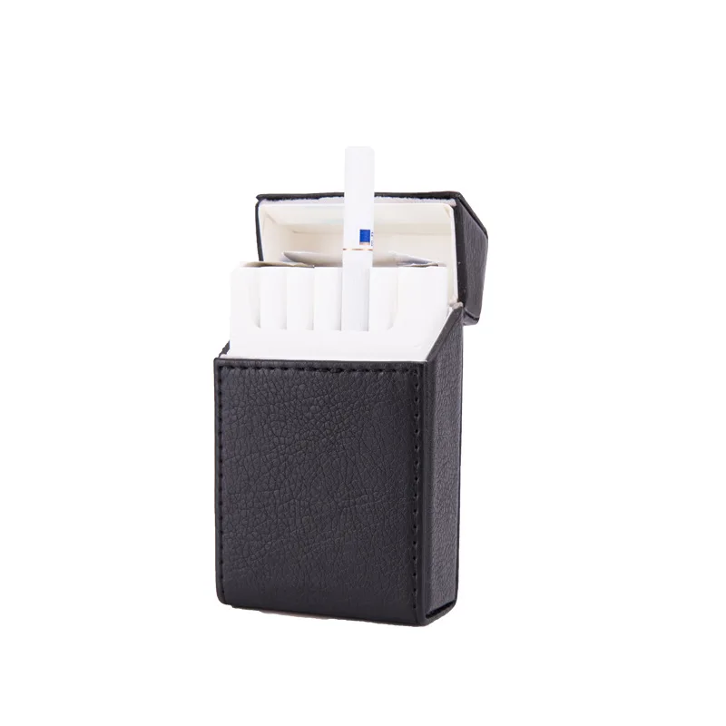 Fashionable portable pressure-proof and moisture-proof cigarette case full PU leather magnet clamshell cigarette case