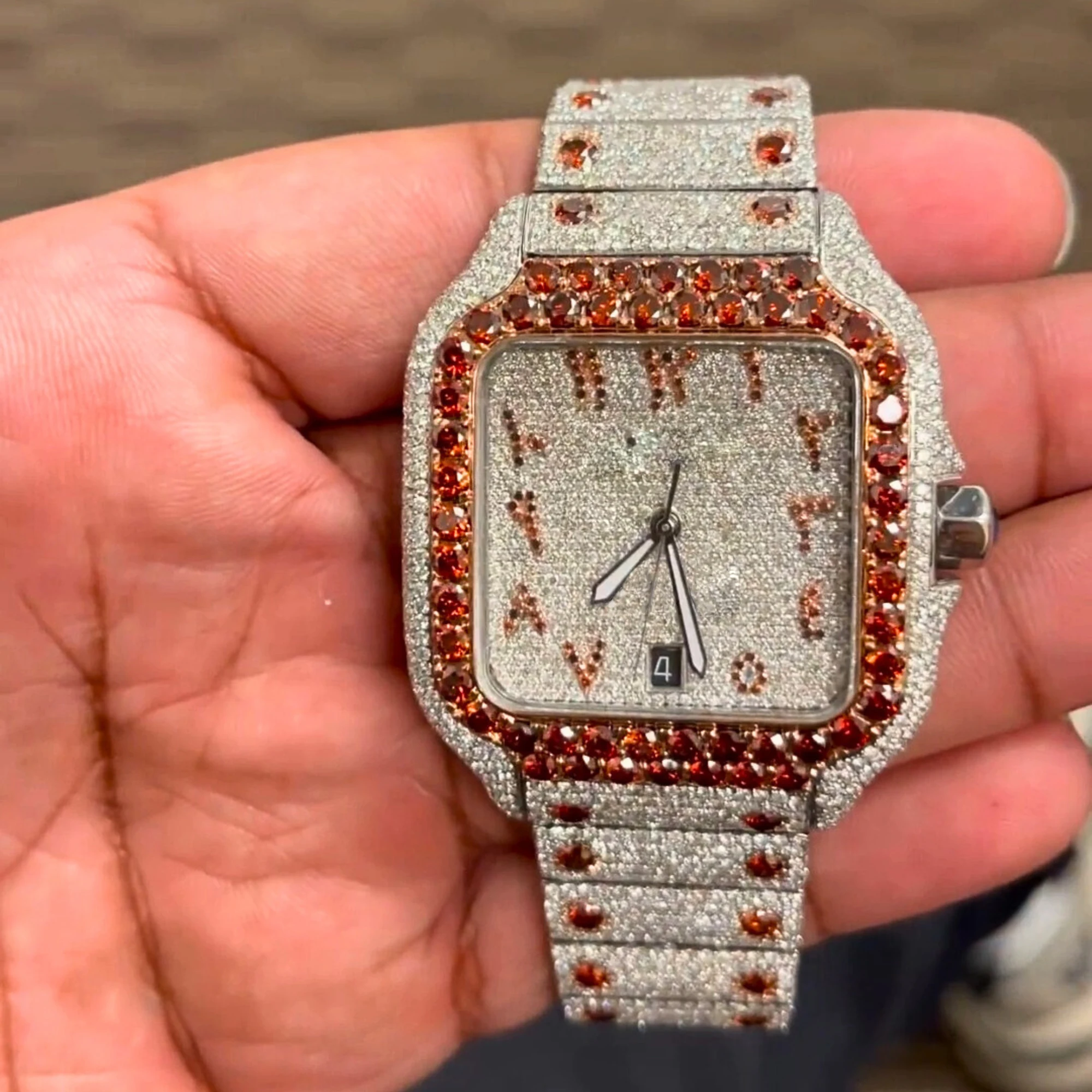 Высококачественные часы со стразами, антикварные часы с полностью обледенением VVS, прозрачная лаборатория, выращенная Роскошная нержавеющая сталь