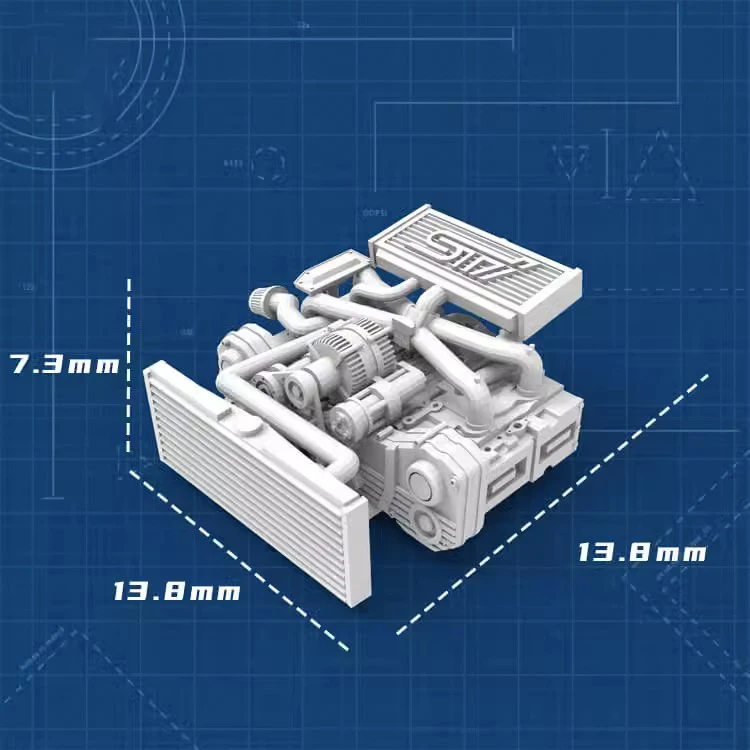 1/64 EJ20 Engine Model Uncolored Resin Garage Scene Repair Tools Decoration Simulation Scene Toy