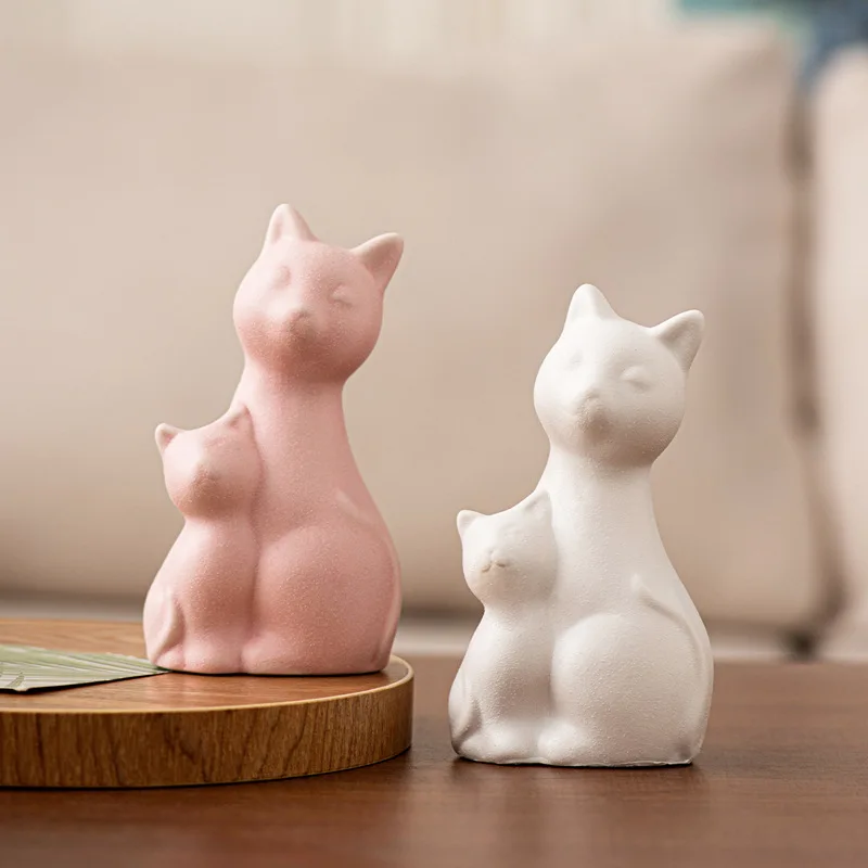 Modern Abstract Home Decor Crafts Nordic Animal Ceramic Cat Sculpture