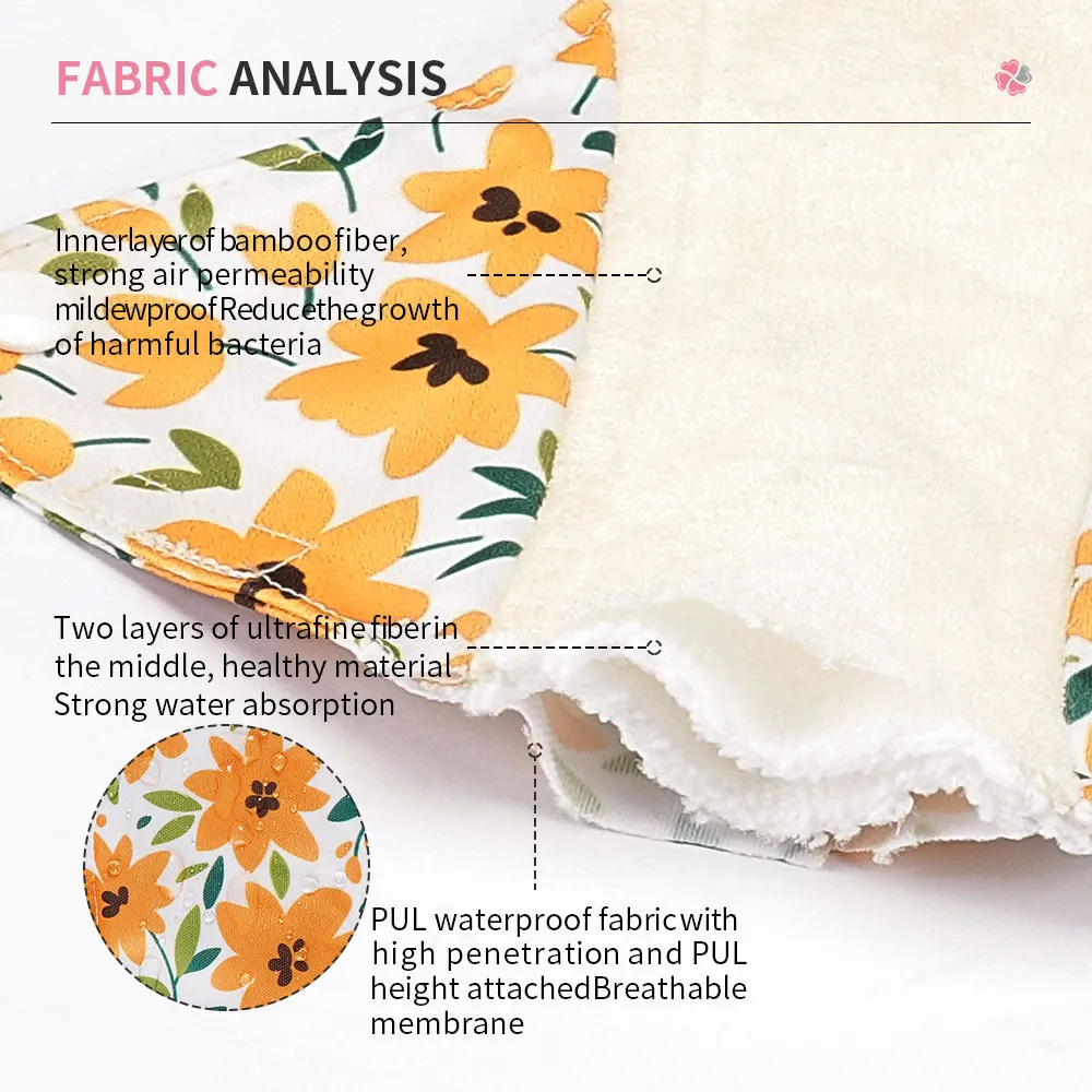 Washable Bamboo Leak Proof Waterproof Menstrual Period Pads Reusable Sanitary Towels