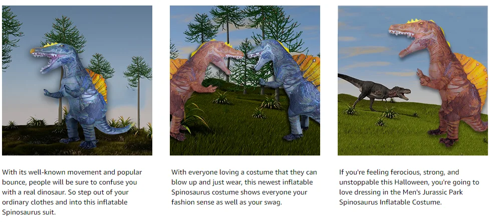 
Crazy Jurassic Latest Adult Inflatable Dinosaur T REX Costume Air Blown Dragon Costume 