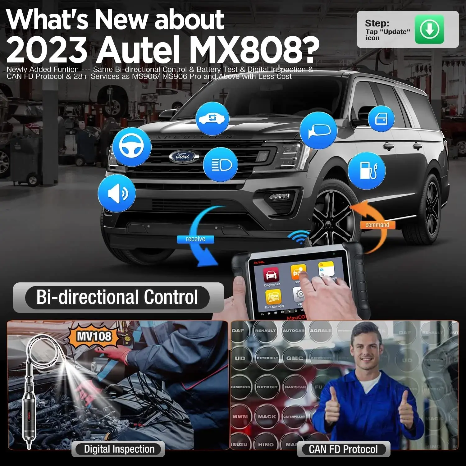 Autel MaxiCheck MX808 OBD 2 Автомобильный диагностический сканер автомобильный инструмент считыватель кодов сканеры прибор obd2