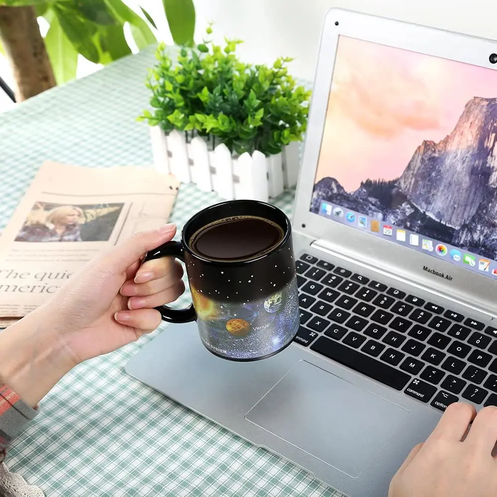 Custom Porcelain Ceramic Magic Solar System Heat Sensitive Cute Coffee Cup - 12 oz Ceramic Mug Color Changing Mugs