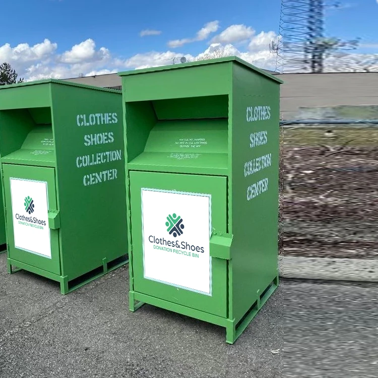 New Arrival Large Metal Rectangular Donation Bin Standing Structure Clothes Drop Boxes Storage Bucket for Clothing Donations