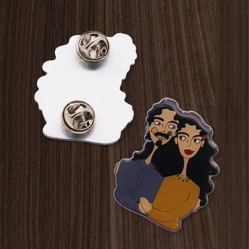 No Minimum Order Factory Design Metal Stainless Iron Badge Pin Custom Logo Cartoon Love Couple Souvenir Lapel Pin Badge