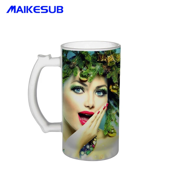 Sublimation coating items glass beer mug and 16oz heat press printing glass mug