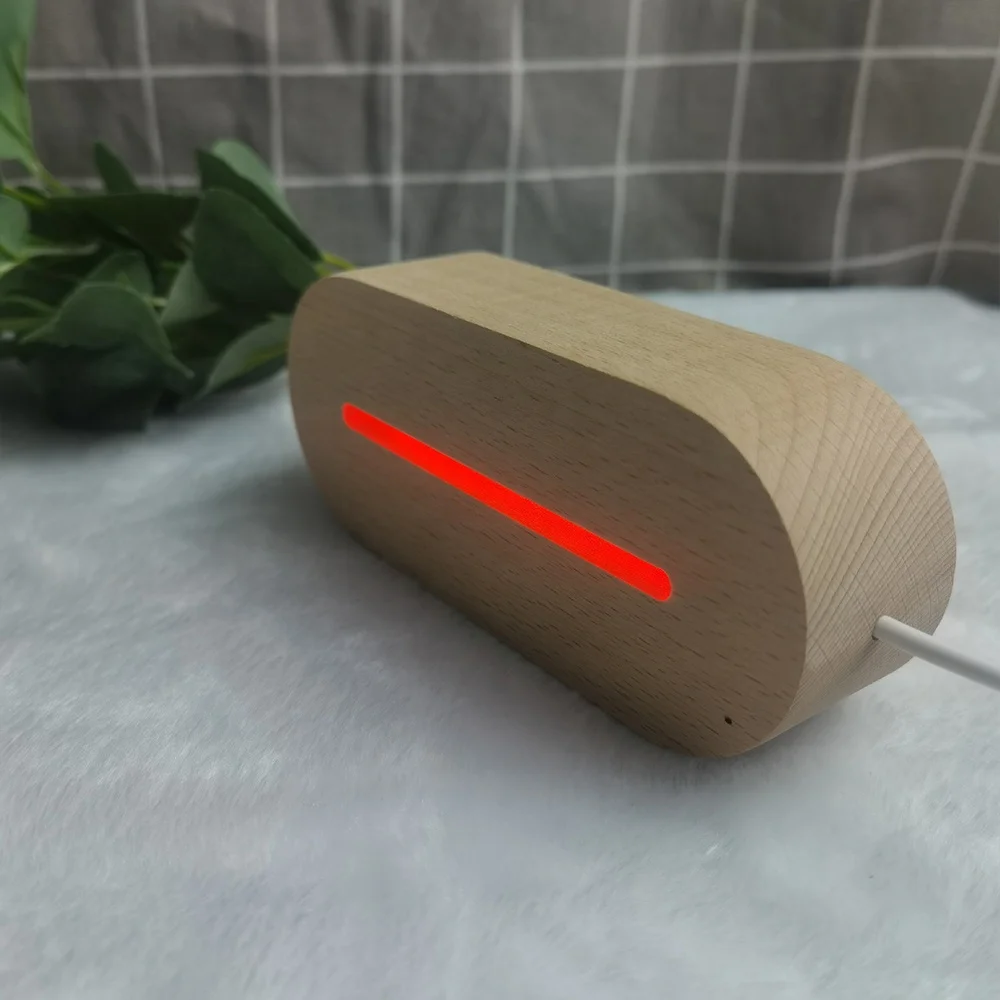 Оптовая продажа креативная твердая светящаяся Usb деревянная светодиодная Ночная подставка 3d акриловая для лампы иллюзии украшение ночного светильника
