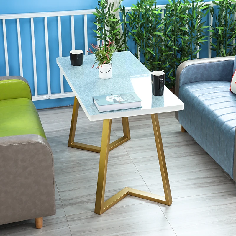 Nordic customized restaurant furniture golden metal table and chairs dining sets cafe sofa booth marble dining table