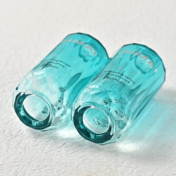 Custom 40 ml 1 oz empty thick bottom pipette packaging serum gradual blue private label long oil glass dropper bottle