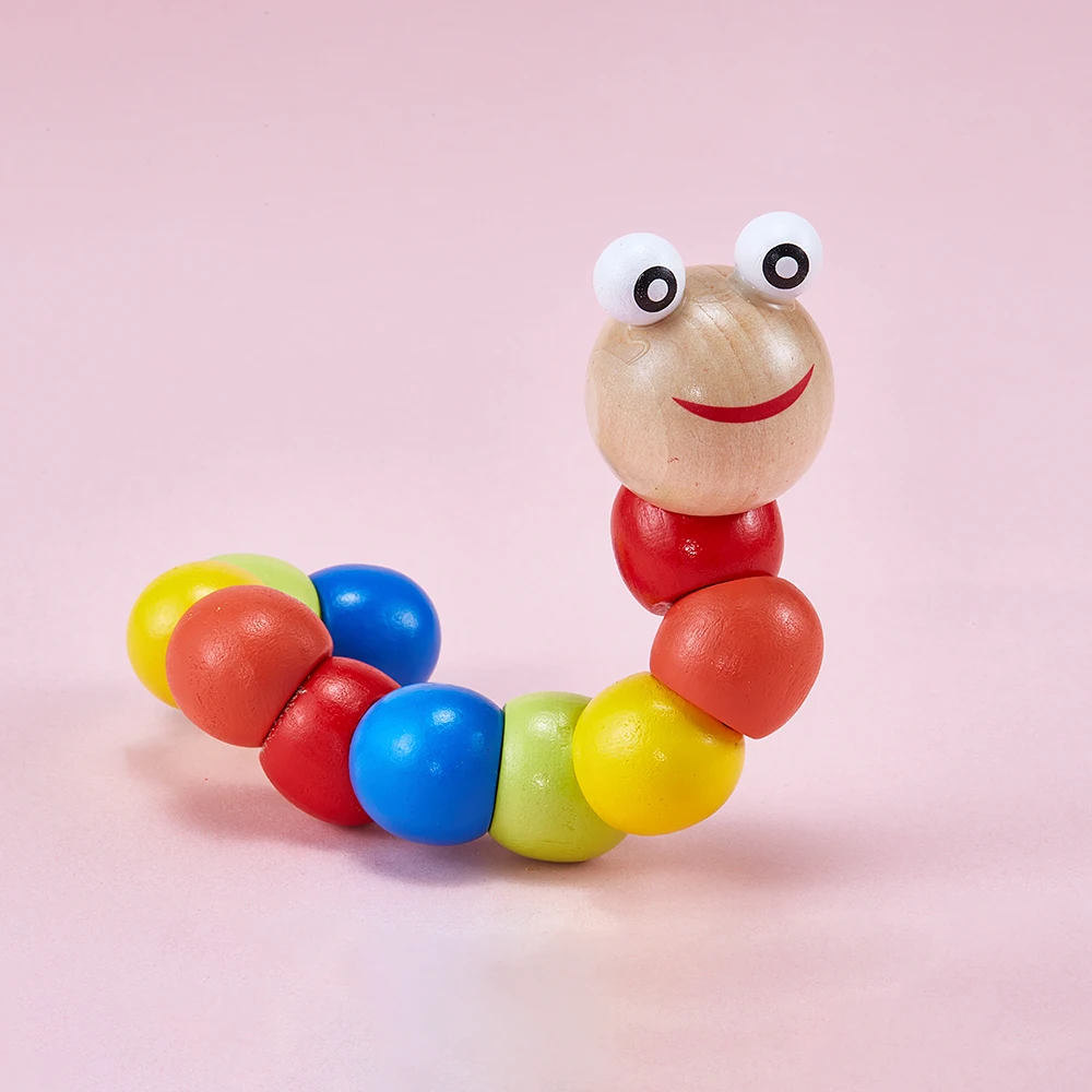 Non-toxic baby educational toys Color cognitive fine motor skills development sensory variables Caterpillar beaded morphing toys