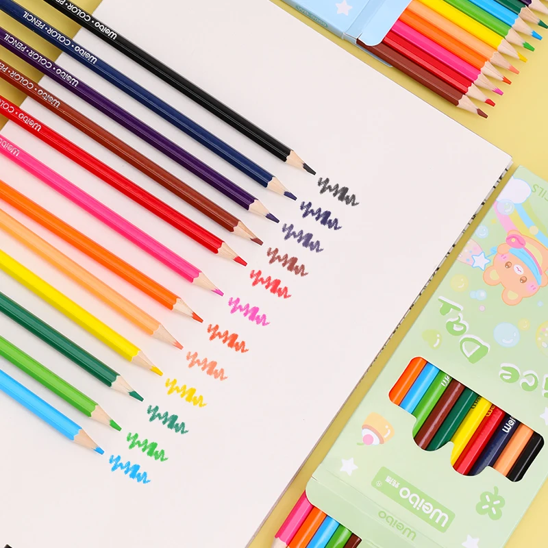 Weibo 12 Colors Cute Professional Drawing Pencils Set Oily Wood Color Pencils Artist Graffiti School
