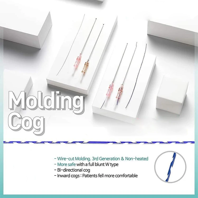 
korea high quantity pdo thread 19g 50mm blunt nose time machine pdo cog threads espiculated pdo thread 