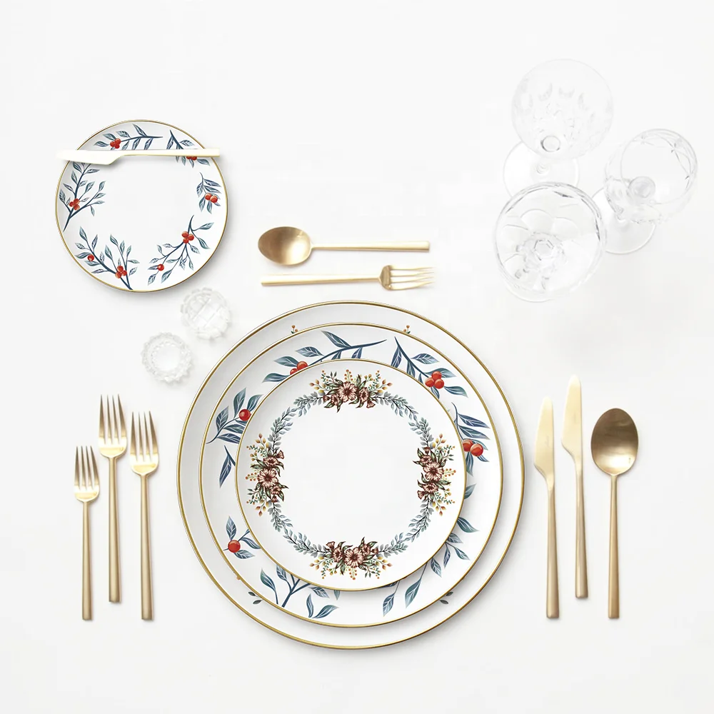 wedding decoration fine china dinnerware 13 bone white charger plates dinner set