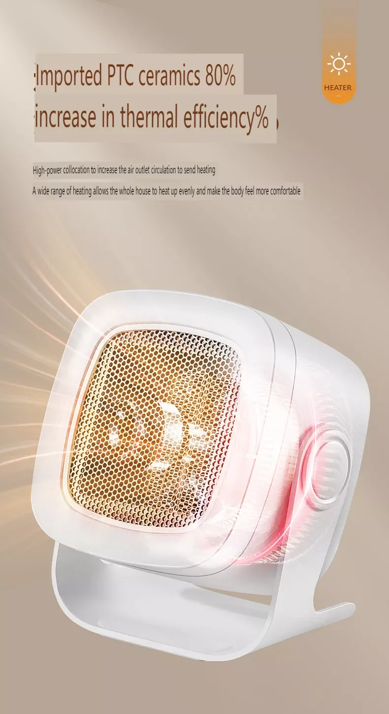 Portable Room Electric Fan Heater 800w Plug In Space Heater Fan PTC Bathroom Heater Indoor Usage For Winter