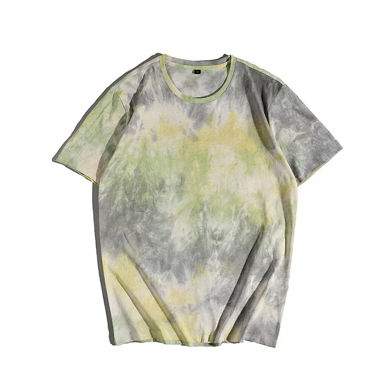 2021 Лето закончилось (европейский) размер, новинка, мужская «вареный» с круглым вырезом, с короткими рукавами, галстук-бабочка-краситель Футболка