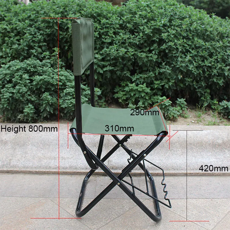 Outdoor Folding Fishing Chairs with Rod Holder Camping Chair for Ice Fishing, Camp, Lawn, Patio, Garden