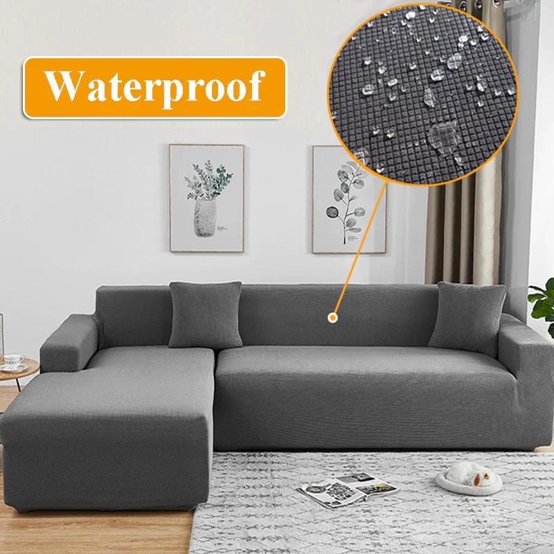 Waterproof Elastic Sofa Cover for Living Room 1/2/3/4 Seater Thick Polar Fleece L-Shaped Corner Sofa Cover Armchair Protector