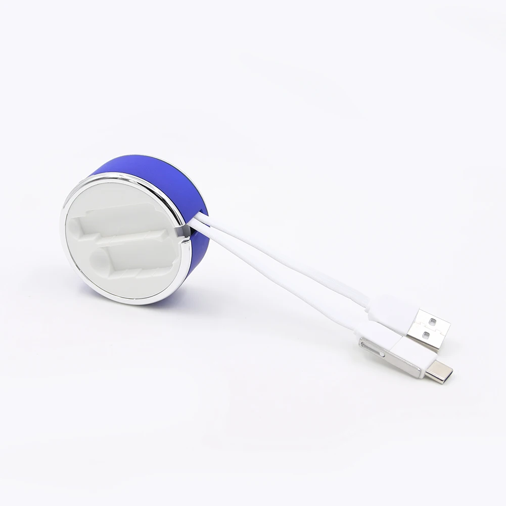 Fast Delivery Christmas Gift Items Round Box Portable Mobile Phone Multi Function Mini Retractable 3 in 1 USB Cable
