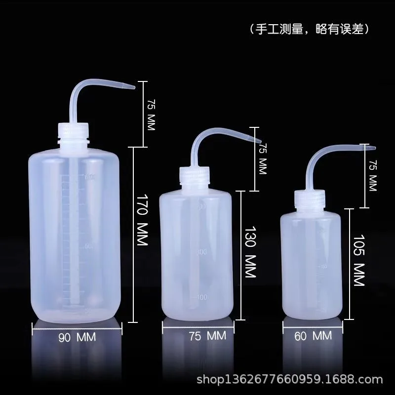 transparent white plastic curved nozzle cleaning bottle150ml 250ml 500ml 1000ml laboratory  reagent  degree scale bottle