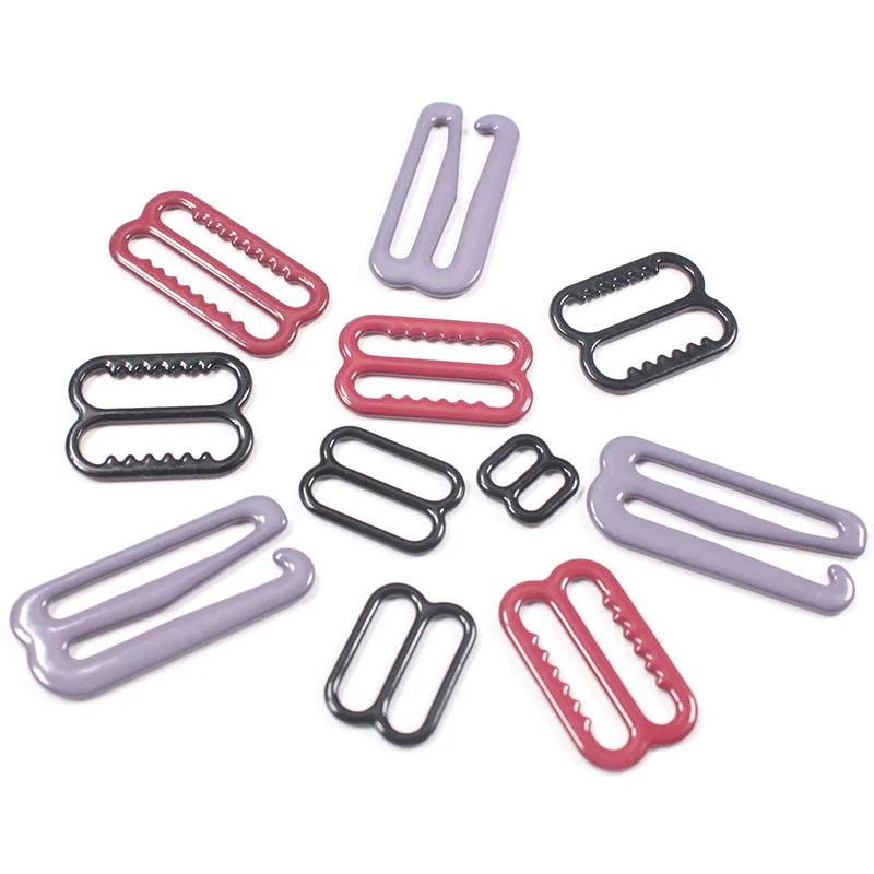 Underwear accessories swimwear metal silver zinc alloy buckles nylon coated bra strap ring and slider