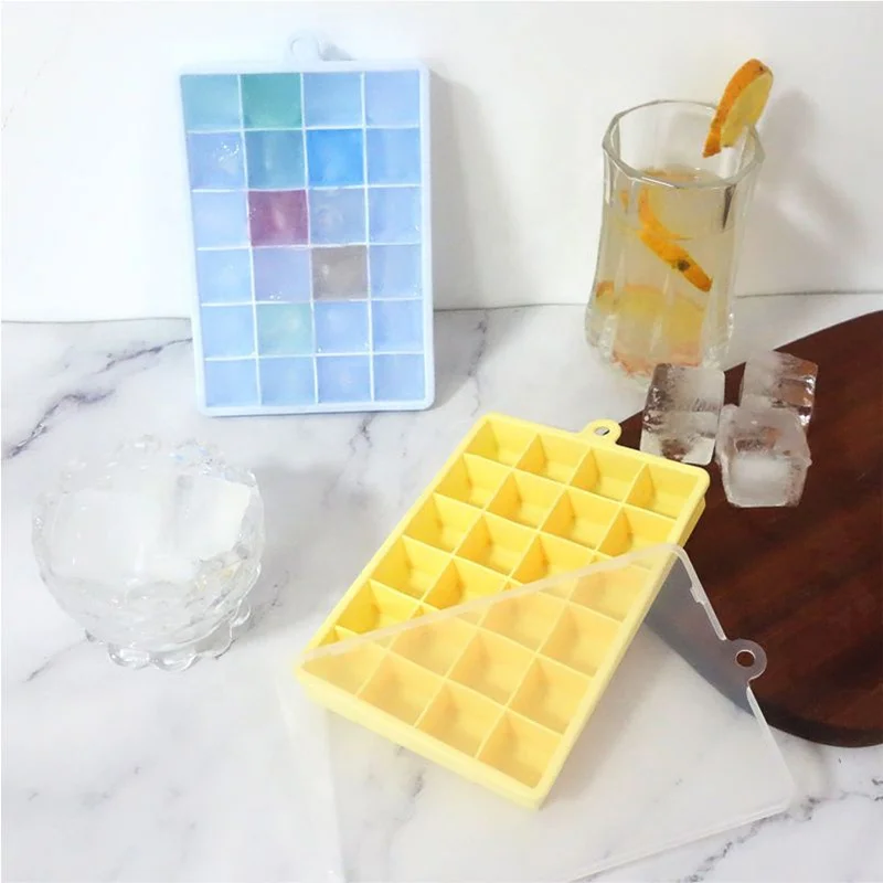 Food Grade Silicone Square Ice Mold Maker for Freezer Easy Release Silicone 24 Holes Ice Cube Tray