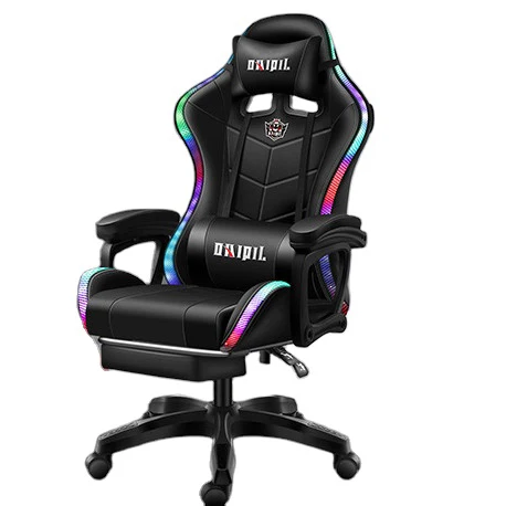 Manufacture Made Ergonomic Massage RGB LED Racing Silla Gamer Chair PU Leather Computer Gaming Chair With Lights and Speakers