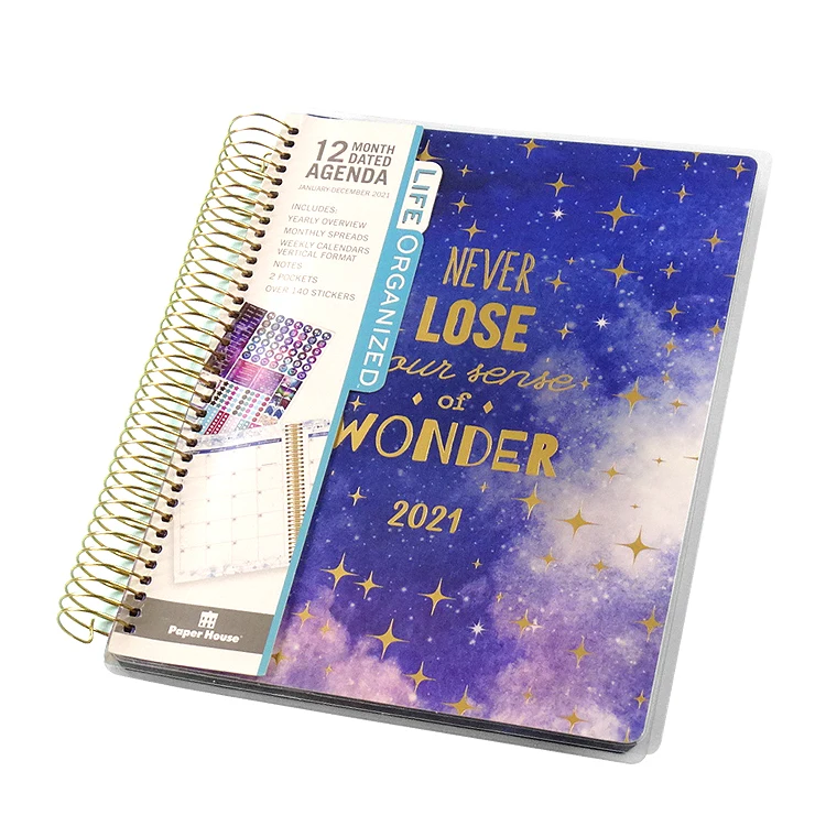 Оптовая продажа Красивый блокнот в твердом переплете формата A5 с индивидуальной печатью ежемесячный ежедневник еженедельный планер для офиса