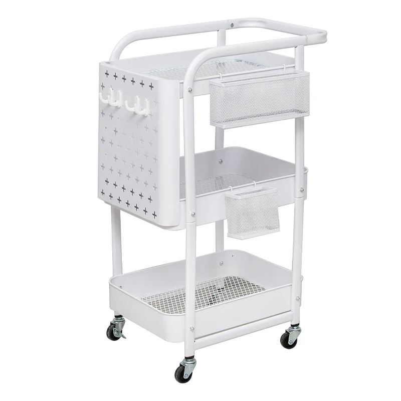 Hot sale 3 Tiers kitchen metal Rolling utility Cart Mobile Small Rolling Cart Storage Trolley 3 Drawers storage cart