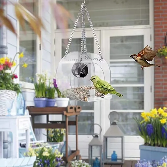 Outdoor Garden Wildlife Bird Food Feeder with Camera Wifi Control Real Time View and Recording Humming Bird Feeder